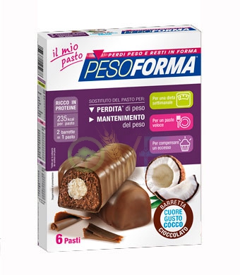 Pesoforma Linea Alimentazione Dietetica 12 Barrette Cioccolato Cuore Cocco