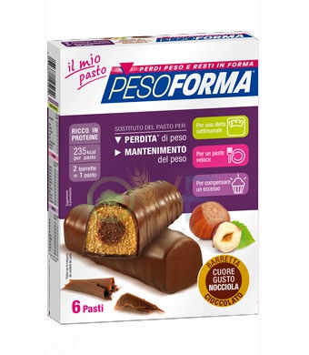 Pesoforma Linea Alimentazione Dietetica 12 Barrette Cioccolato Cuore Nocciola