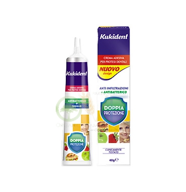 Kukident Linea Protesi Dentali Doppia Protezione Crema Adesiva Protettiva 40 g