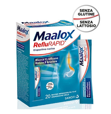 Sanofi Aventis Linea Apparato Gastrico Maalox RefluRAPID 20 Buste alla Menta