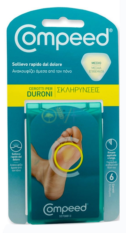 Compeed Linea Cura delle Mani e dei Piedi 6 Cerotti Medi per Duroni