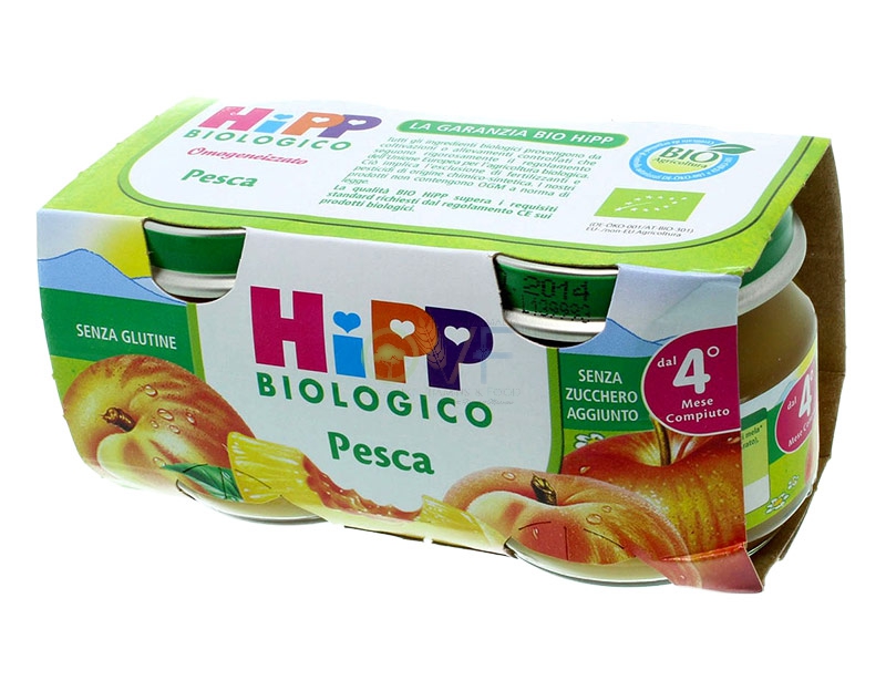 HiPP Linea Svezzamento Omogeneizzato Bio Frutta Mela e Pesca 2 Vasi 80 g mesi 4+