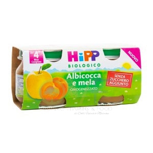 HiPP Linea Svezzamento Omogeneizzato Bio Frutta Mela Albicocca 2 Vasi mesi 4+