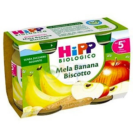 HiPP Linea Svezzamento Merende Mela Banana Biscotto 2 Vasetti da 125 g