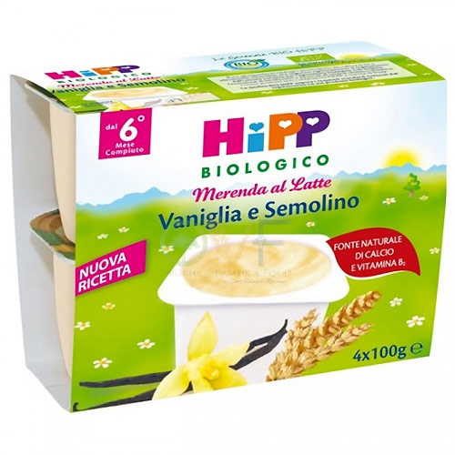 HiPP Linea Svezzamento Merende al Latte Vaniglia e Semolino 4 Vasetti da 100 g