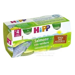 HiPP Linea Svezzamento Omogeneizzato Bio Pesce Salmone e Verdure 2 Vasi 80 g