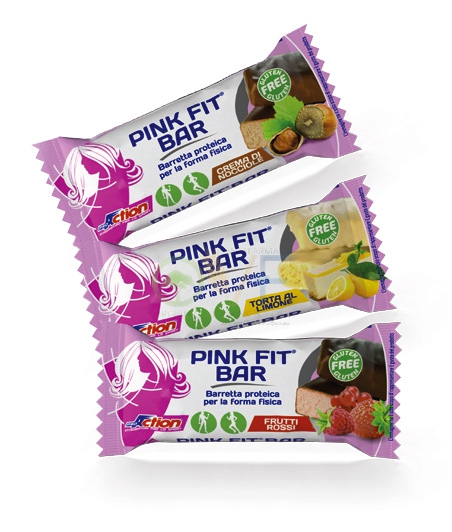 ProAction Linea Sportivi Pink Fit Bar Barretta Integratore Torta al Limone 30 g