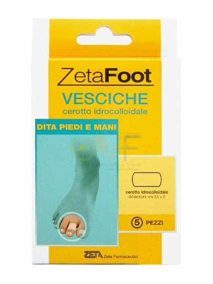 ZetaFoot Linea Protezione dei Piedi Vesciche Mani e Piedi 5 Cerotti Colloidali