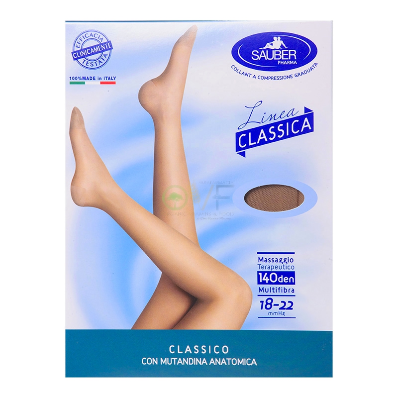 Sauber Linea Dispositivi Medici Classic Collant Liscio 140 Den 18-22mm tg 5 Beig