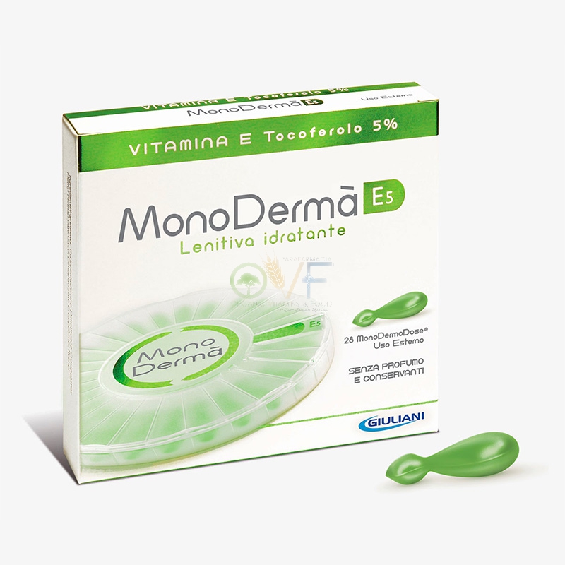 MonoDerm Linea Vitamine E5 Trattamento Gel Lenitivo Anti-Ossidante 28 Ampolle
