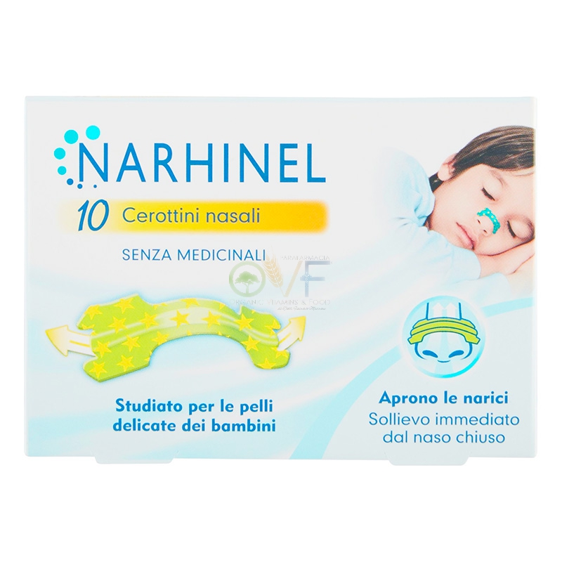 Narhinel Linea Pulizia Salute Nasale 10 Cerottini Nasali Pelli Delicate Bambini