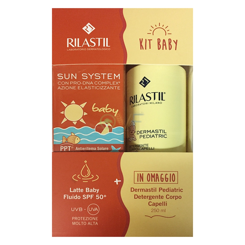Rilastil Linea Baby Sun System PPT SPF50+ Cofanetto Latte + Dermastil Detergente