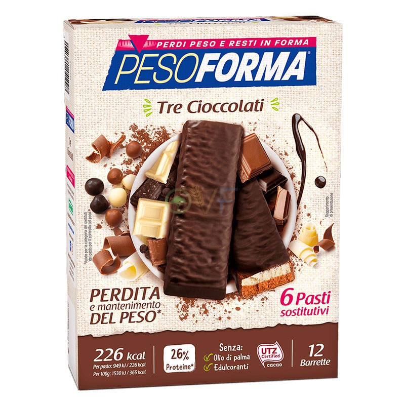 Pesoforma Linea Pasti Sostitutivi Barrette Tre Cioccolati
